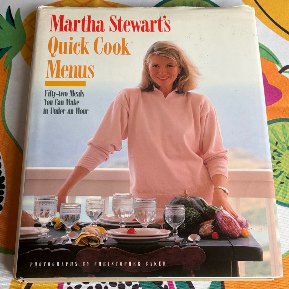 Martha Stewart Cookbook with Pink Cover and Orange Title Text